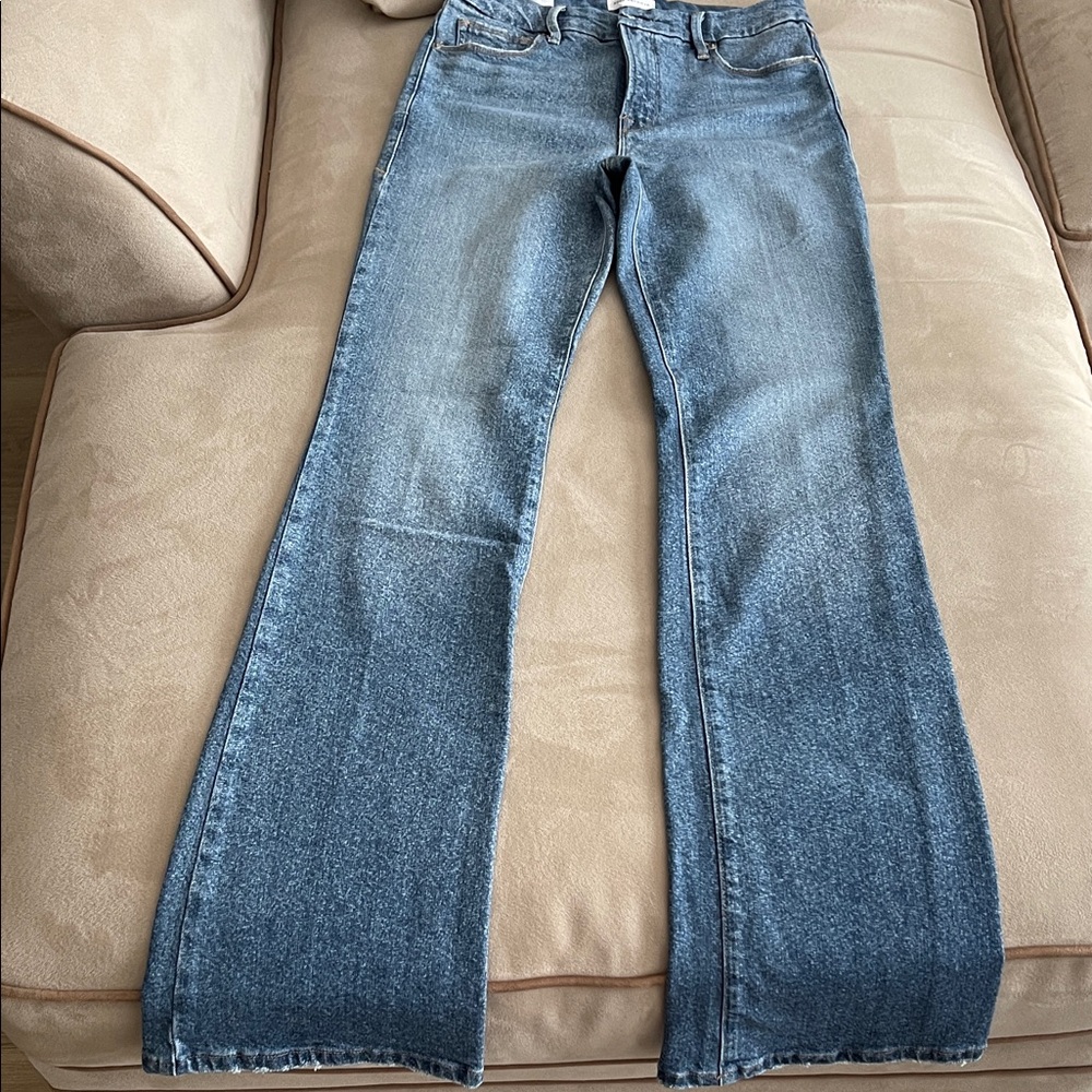 Good American Blue High-Rise Wide Leg Jeans